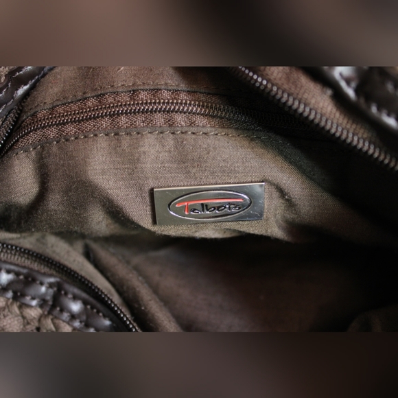 Talbots Brown Crochet Weave Handbag Purse Zipper - Picture 7 of 8